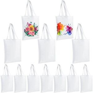 CHENGU 12 Pack Sublimation Tote Bags Blank Canvas Bag Reusable Grocery Bags 15.7x12 Inch Washable Heat Transfer Bag Bulk DIY Craft (White)