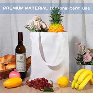 CHENGU 12 Pack Sublimation Tote Bags Blank Canvas Bag Reusable Grocery Bags 15.7x12 Inch Washable Heat Transfer Bag Bulk DIY Craft (White)