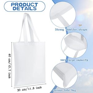 CHENGU 12 Pack Sublimation Tote Bags Blank Canvas Bag Reusable Grocery Bags 15.7x12 Inch Washable Heat Transfer Bag Bulk DIY Craft (White)