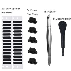 iPhone Speaker Cover Protector Dustproof Speaker Mesh Adhesive Stickers, 5PCS Anti Dust Plugs for iPhone 14/14 Pro Max, iPhone 13/13 Pro/12/12 Mini/12 Pro Max, Anti Dust Kit with Tweezers