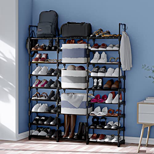 HOCAT 9 Tiers Shoe Racks for Entryway Shoe Rack Organizer Large Shoe Shelf for 50-55 Pairs Shoe Boot Storage Sturdy Stackable Free Standing Closet Bedroom Garage