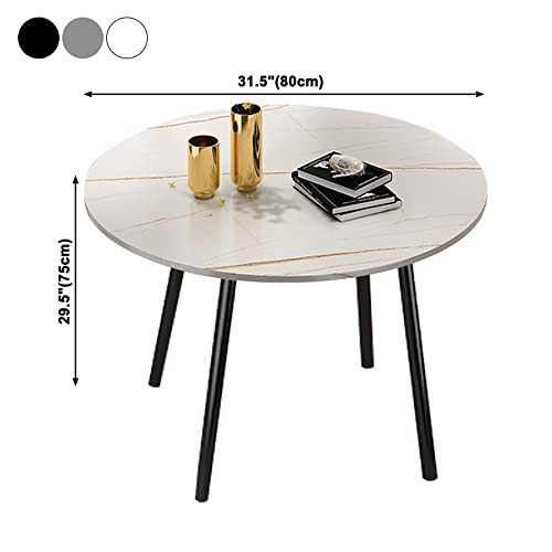 LITFAD 4-Foot Dining Site Table Modern Style Stone Coffee Table 31.5'' Dinette Table Simple Kitchen Table for Home Restaurant Cafe - Black Round, Table Only（Not Including Chairs）