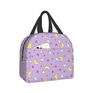 portable insulated tote lunch box lunch bag for women men boys girls with work picnic travel, purple, one size