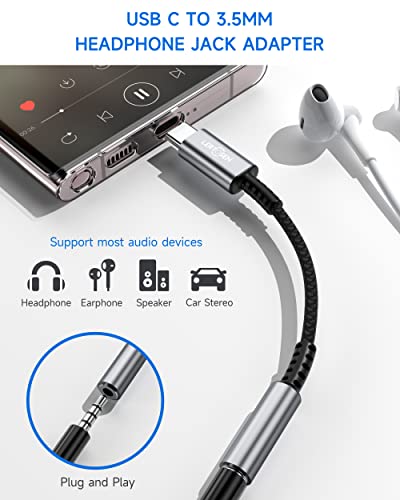 LERTOSEN 2 in 1 USB C to 3.5mm Headphone and Charger Adapter + USB Type C to 3.5mm Female Headphone Jack Adapter (Bundle)