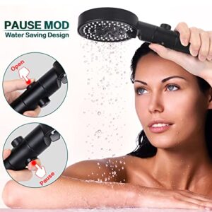 FYY Handheld Shower Head, 5-Spray Settings High Pressure Shower Head, Powerful Rainfall Showerhead with Anti-clog Nozzles Universal Fit Standard, Black