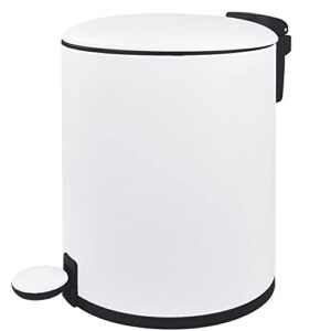 sidianban round trash can with lid, 1.3 gallon step trash bin, small garbage container bin with removable inner wastebasket for bathroom bedroom, powder room, office, anti-fingerprint finish(white)
