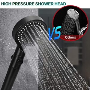 FYY Handheld Shower Head, 5-Spray Settings High Pressure Shower Head, Powerful Rainfall Showerhead with Anti-clog Nozzles Universal Fit Standard, Black