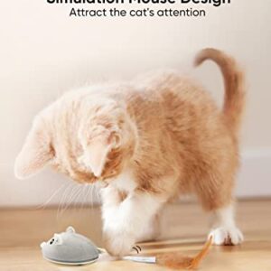 Petchain Interactive Cat Toy, Cat Toys for Indoor Cats Cat Feather Toys Automatic Cat Toy Cat Mouse Toy with Feather Tail Kitty Toys with USB Charging