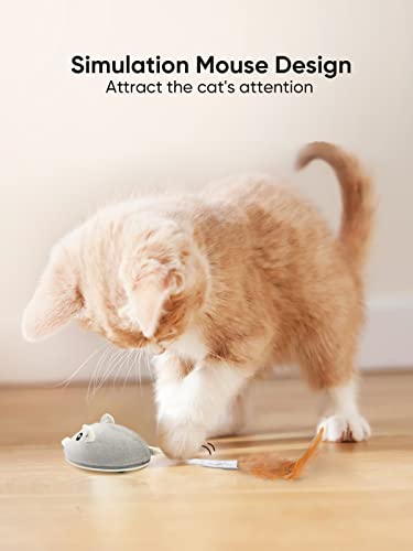 Petchain Interactive Cat Toy, Cat Toys for Indoor Cats Cat Feather Toys Automatic Cat Toy Cat Mouse Toy with Feather Tail Kitty Toys with USB Charging