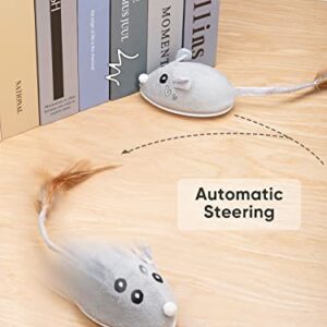 Petchain Interactive Cat Toy, Cat Toys for Indoor Cats Cat Feather Toys Automatic Cat Toy Cat Mouse Toy with Feather Tail Kitty Toys with USB Charging