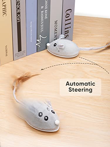 Petchain Interactive Cat Toy, Cat Toys for Indoor Cats Cat Feather Toys Automatic Cat Toy Cat Mouse Toy with Feather Tail Kitty Toys with USB Charging