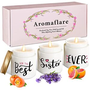 Aromaflare Sisters Gifts from Sister Lavender Scented Candle Gifts for Women Unique Friendship Present Christmas Mother's Day Birthday Gift for Soul Bestie Best Friend BFF Girlfriend