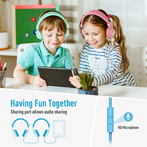 AILIHEN Kids Headphones Bulk 10 Pack for School K-12 Students, Classroom Wired Headphones with Microphone & 85dB Volume Limited & Sharing, 3.5mm Jack for Chromebook, Computer, Laptop (Multicolor)
