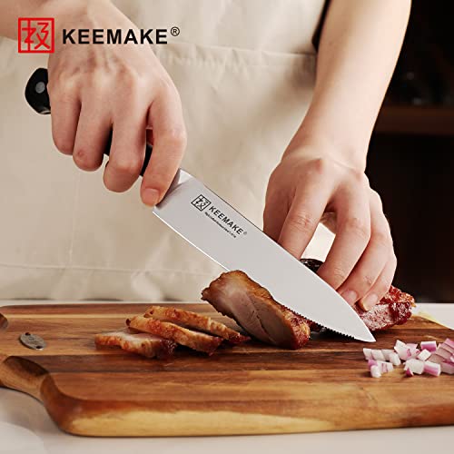 KEEMAKE Chef Knife Set 3 Piece, Sharp Kitchen Knives Set Professional Cooking Knife Set, German Stainless Steel 1.4116 Cutting Knives Set for kitchen with Black Handle