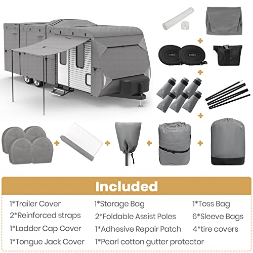 Leader Accessories Easy Setup RV Cover Extra Thick 5 Layers Travel Trailer Cover Camper Cover with Assist Poles (Fits 27' - 30')