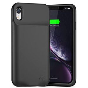 battery case for iphone xr, 7000mah rechargeable portable charging case for iphone xr (6.1 inch) extended battery pack protective charger case (black)