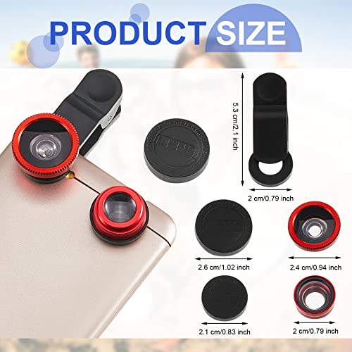 2 Pack Universal 3 in 1 Camera Lens Kit Phone Camera Lens Clip Fisheye Lens Macro Lens Wide Angle Lens Cell Phone Lens Attachments Compatible with Most Smartphones for Video, Live Show, Vlog