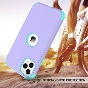 BENTOBEN iPhone 11 Pro Case, Phone Case iPhone 11 Pro, Heavy Duty 2 in 1 Full Body Rugged Shockproof Protection Hybrid Hard PC Bumper Drop Protective Girl Women Boy Men iPhone 11Pro Cover, Purple/Mint