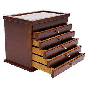 TFCFL Wooden Jewelry Box for Women, 6 Layers Jewelry Storage Organizer Box for Jewelries, Ring, Watches, Necklace (Brown)