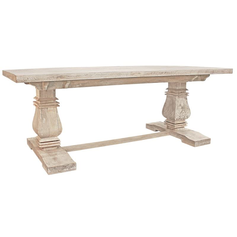 Benedict Rectangular Dining Table in Mango Solid Wood with White Wash Finish