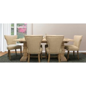 Benedict Rectangular Dining Table in Mango Solid Wood with White Wash Finish