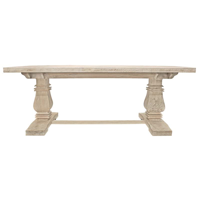 Benedict Rectangular Dining Table in Mango Solid Wood with White Wash Finish