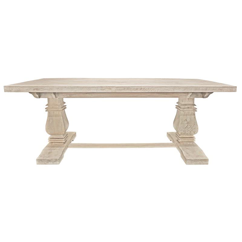 Benedict Rectangular Dining Table in Mango Solid Wood with White Wash Finish