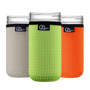 wkieason wide mouth mason jar neoprene sleeve 16-24oz mason jar sleeves (24oz/green/grey/orange)