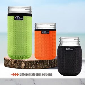 WKieason Wide Mouth Mason Jar Neoprene Sleeve 16-24OZ Mason Jar Sleeves (24OZ/Green/Grey/Orange)