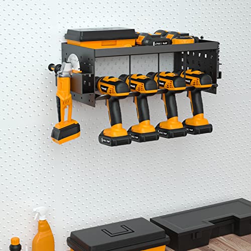 Riuog Power Tool Organizer, Removable combination Design Power Tool Holder,Heavy Power Tool Wall Mount Holder,Cordless drill Power Tool Shelf for Garage and Tool Room
