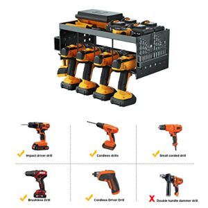 Riuog Power Tool Organizer, Removable combination Design Power Tool Holder,Heavy Power Tool Wall Mount Holder,Cordless drill Power Tool Shelf for Garage and Tool Room