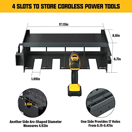 Riuog Power Tool Organizer, Removable combination Design Power Tool Holder,Heavy Power Tool Wall Mount Holder,Cordless drill Power Tool Shelf for Garage and Tool Room