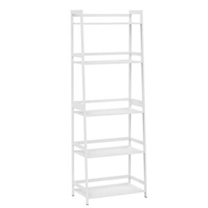 wtz bookshelf book shelf, bookcase storage shelves book case, ladder shelf for bedroom, living room, office mc-508(white)