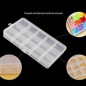 JESEP YONG 8 packs Plastic Organizer Box 15 Grids Clear Storage Container Jewelry Case with Fixed Dividers for Beads Art DIY Crafts Jewelry Fishing Tackles (8pcs 15 Grids Box)