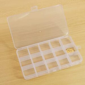 JESEP YONG 8 packs Plastic Organizer Box 15 Grids Clear Storage Container Jewelry Case with Fixed Dividers for Beads Art DIY Crafts Jewelry Fishing Tackles (8pcs 15 Grids Box)