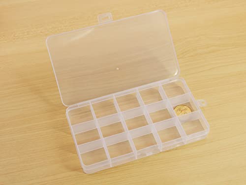 JESEP YONG 8 packs Plastic Organizer Box 15 Grids Clear Storage Container Jewelry Case with Fixed Dividers for Beads Art DIY Crafts Jewelry Fishing Tackles (8pcs 15 Grids Box)