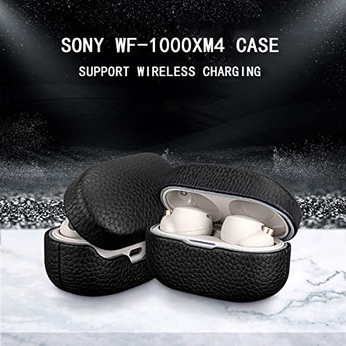 Cover Case for Sony wf-1000xm4 Case，Genuine Leather Case Complete Protection Against Scratches, Bumps, Anti-Shock and Anti-Slip