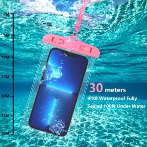 VAKS Waterproof Phone Pouch 2-Pack Universal Cellphone Waterproof Underwater Case Dry Bag for iPhone 13 12 11 Pro Max Xs Max XS X XR Samsung Galaxy Google Pixel Up to 6.9",Black+Pink