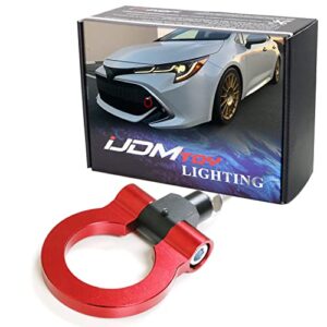 ijdmtoy sports red track racing style tow hook ring compatible with toyota 2018-up c-hr, 2019-up corolla hatchback, made of lightweight aluminum
