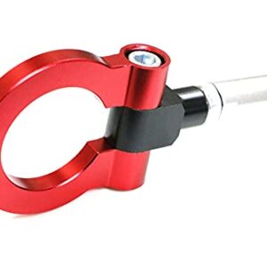 iJDMTOY Sports Red Track Racing Style Tow Hook Ring Compatible with Toyota 2018-up C-HR, 2019-up Corolla Hatchback, Made of Lightweight Aluminum