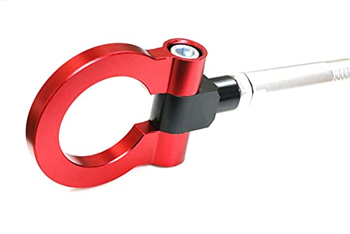 iJDMTOY Sports Red Track Racing Style Tow Hook Ring Compatible with Toyota 2018-up C-HR, 2019-up Corolla Hatchback, Made of Lightweight Aluminum