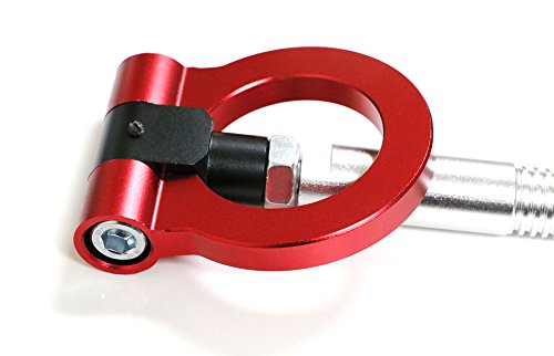 iJDMTOY Sports Red Track Racing Style Tow Hook Ring Compatible with Toyota 2018-up C-HR, 2019-up Corolla Hatchback, Made of Lightweight Aluminum