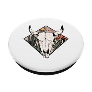 Vintage Country Western Desert Bull - Cool Country Bull Head PopSockets Swappable PopGrip