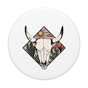 Vintage Country Western Desert Bull - Cool Country Bull Head PopSockets Swappable PopGrip