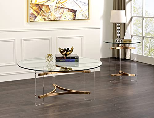 Acme Furniture Sosi Coffee Table, Gold Clear