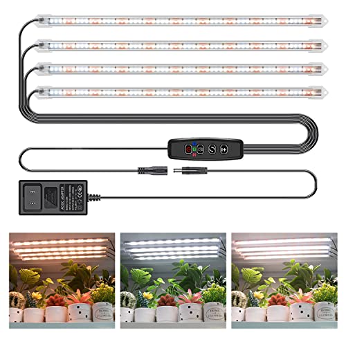 Kullsinss LED Grow Light Strips, 240 LEDs Full Spectrum Grow Lights for Indoor Plants with Auto ON/Off Timer, 10 Dimmable Levels, Plant Growing Lamps for Greenhouse Shelves Seed Starting