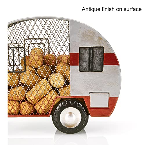 Yawill Metal Wine Cork Holder Happy Vintage Camper Cork Cage Tabletop Cork Storage Gift for Wine Lovers and Anyone Who Loves Camping, Holds Approximately 90 Corks (Camper Trailer)