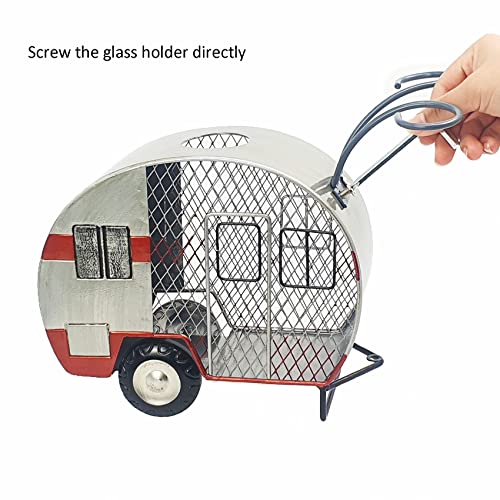 Yawill Metal Wine Cork Holder Happy Vintage Camper Cork Cage Tabletop Cork Storage Gift for Wine Lovers and Anyone Who Loves Camping, Holds Approximately 90 Corks (Camper Trailer)