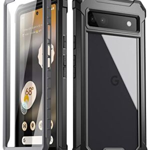 Poetic Guardian 6FT Drop Tested Case for Pixel 6A 5G - Built-in Screen Protector, Full Body Hybrid Shockproof, Black/Clear