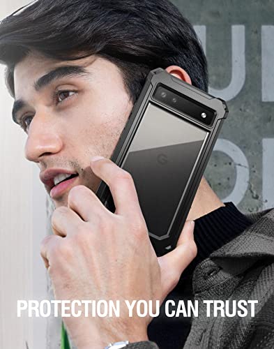 Poetic Guardian 6FT Drop Tested Case for Pixel 6A 5G - Built-in Screen Protector, Full Body Hybrid Shockproof, Black/Clear